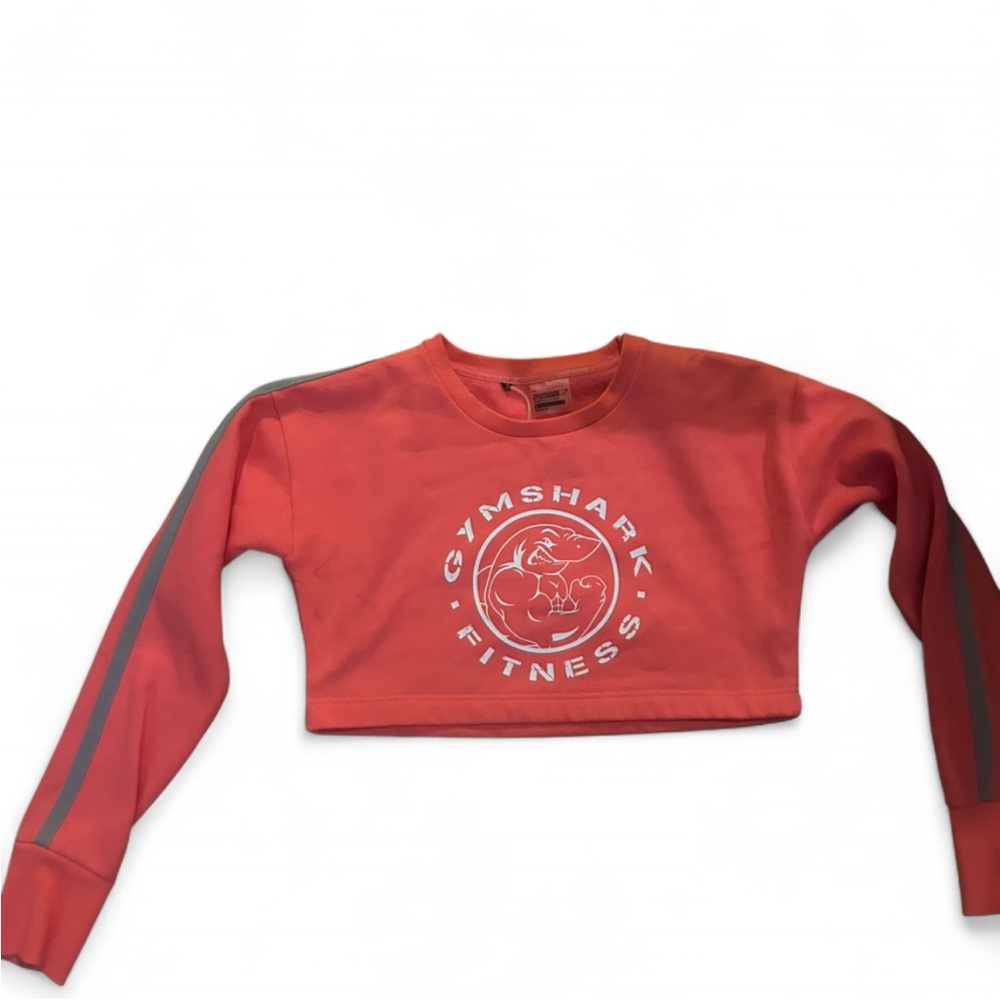 Gymshark Coral Cropped Sweatshirt with Gray Stripes